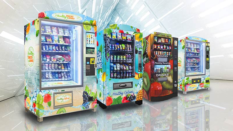Assorted vending machines from used, new, and customized machines.